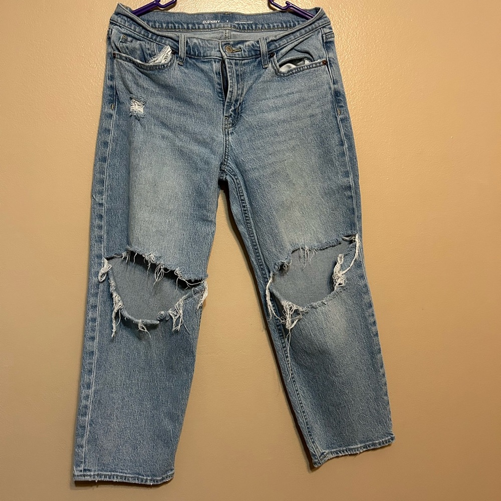 Old Navy Light Blue Distressed Boyfriend Jeans